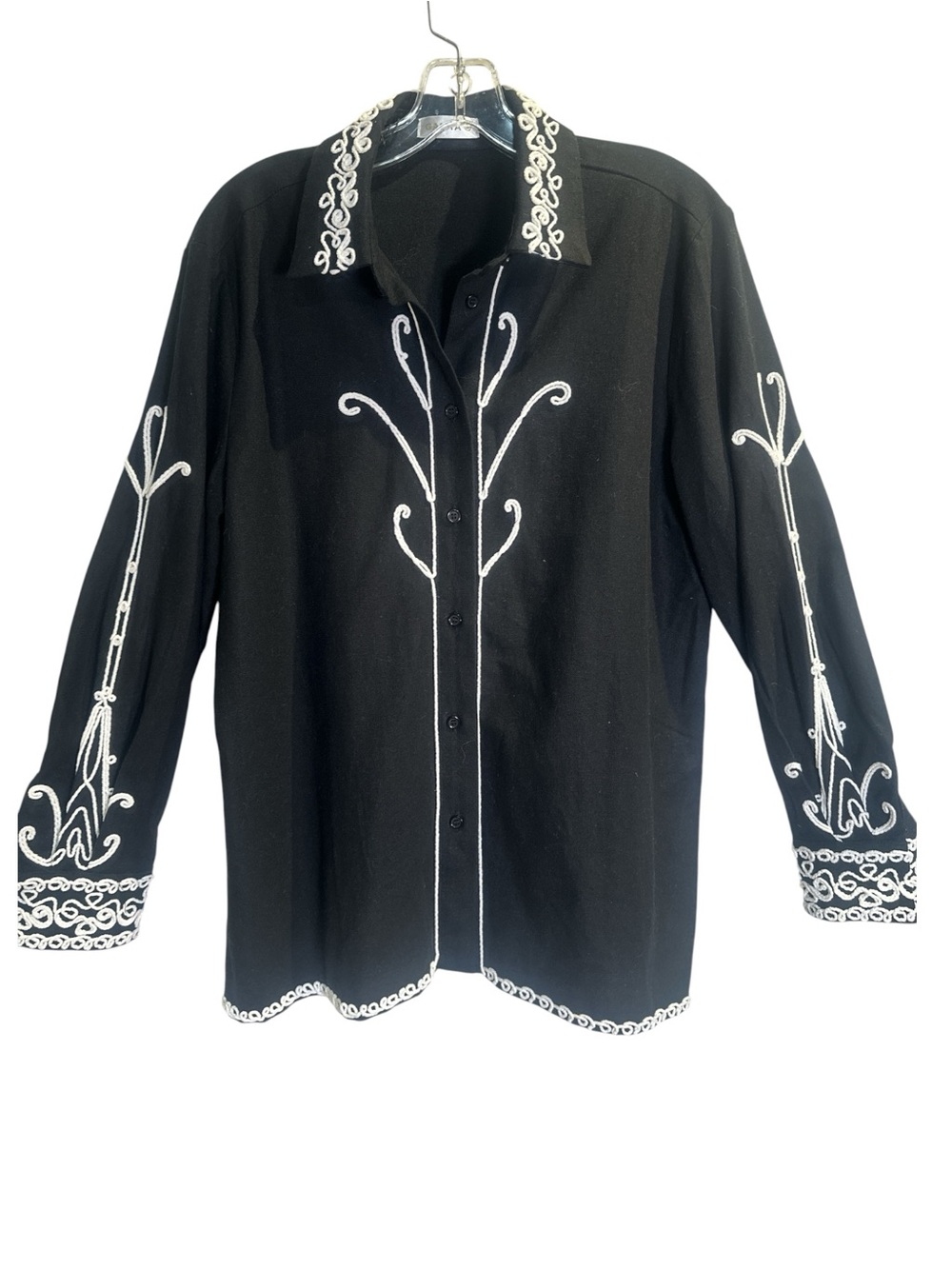 Galita Black Embroidered Button-Front Blazer Jacket